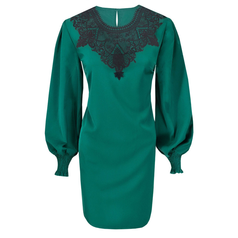 پیراهن یقه گرد زنانه شین مدل SS1985 رنگ سبز