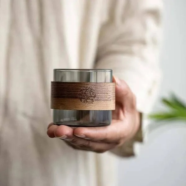 لیوان مدل ژاپنی دور چوبی کد 1369n بسته شش عددی