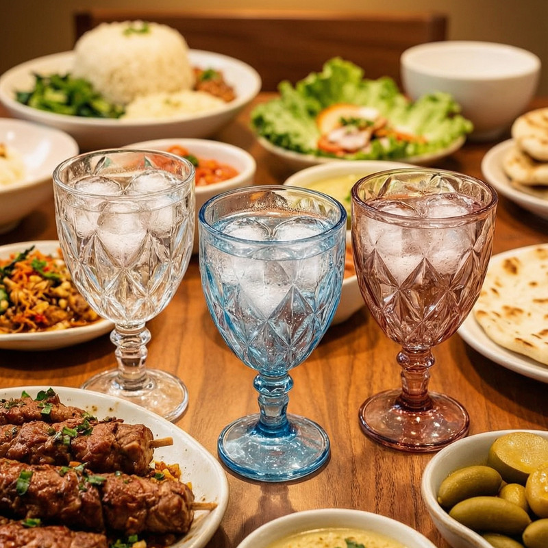 لیوان دلی مدل پایه بلند طرح لوزی کد 340ML بسته 6 عددی