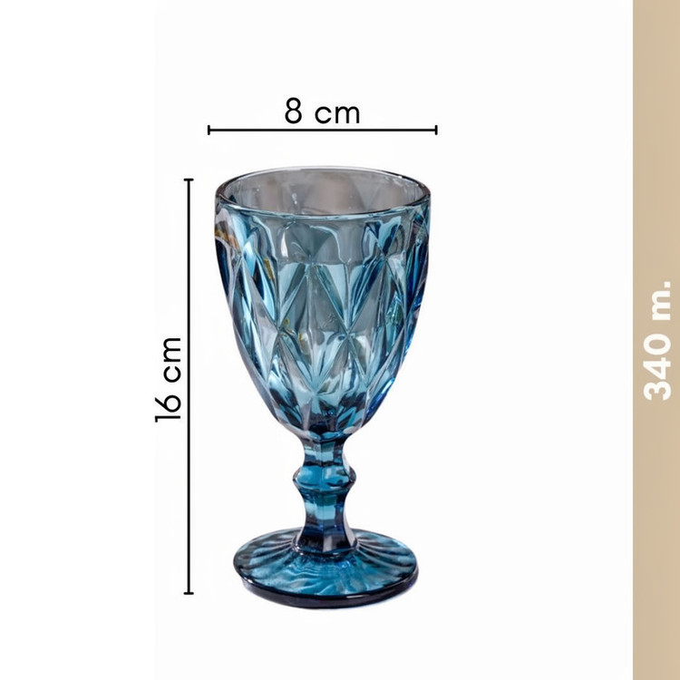 لیوان دلی مدل پایه بلند طرح لوزی کد 340ML بسته 6 عددی