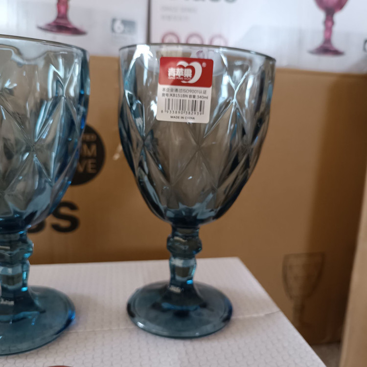 لیوان دلی مدل پایه بلند طرح لوزی کد 340ML بسته 6 عددی