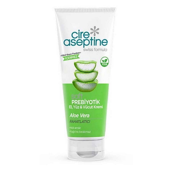 کرم مرطوبکننده صورت و بدن سیر آسپتین مدل Prebiotic Aloe Vera مناسب برای انواع پوست حجم 200 میلیلیتر