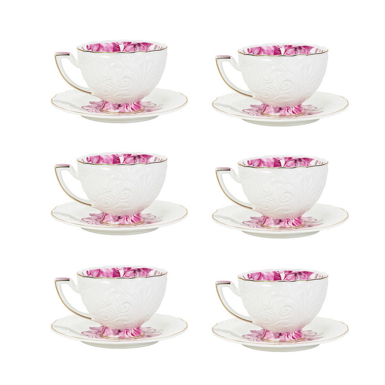 سرویس چای خوری 12 پارچه 6 نفره شاهین مدل dantella f