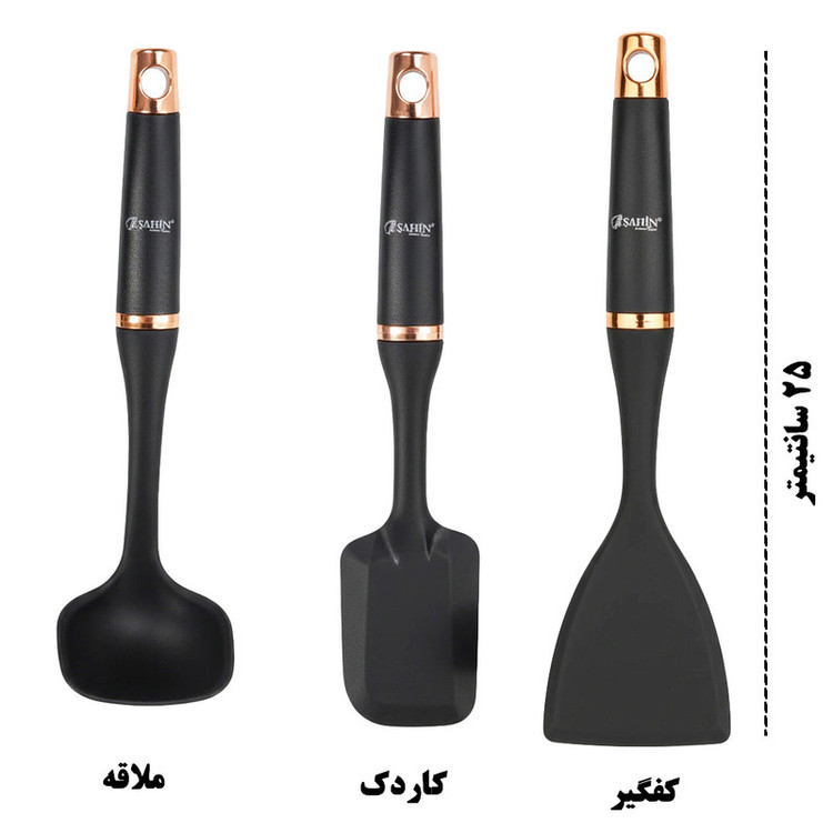 سرویس کفگیر و ملاقه 7 پارچه شاهین مدل STEELA_7SH